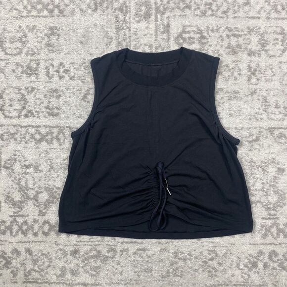 Lululemon Tank Top Black Cinch Tie Loose Fit Crop Sleeveless Size Small - Picture 1 of 5